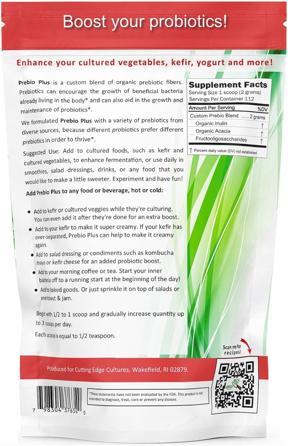 Cutting Edge Cultures Prebio Plus Prebiotic Fiber - image from Amazon 3