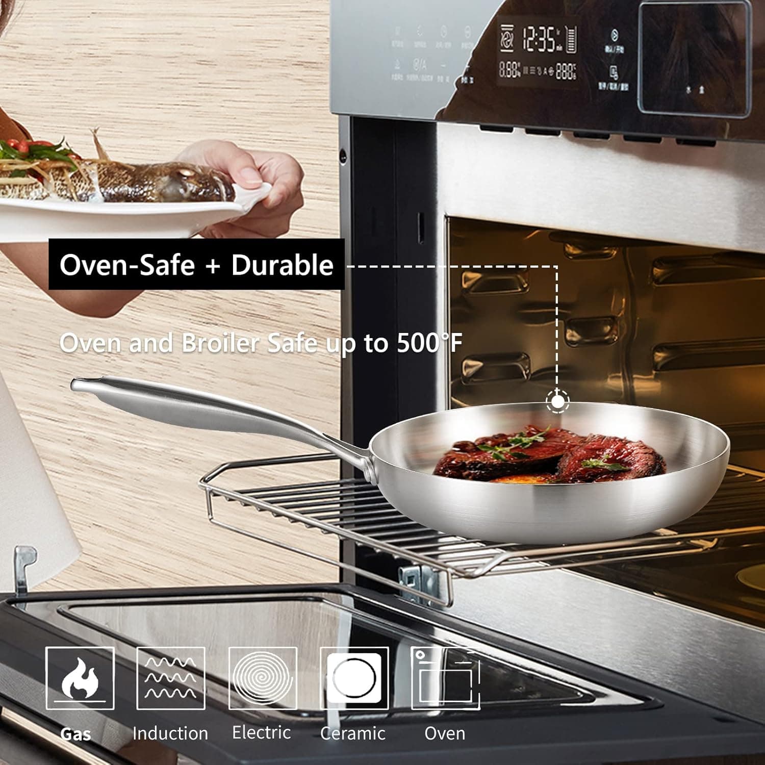 LOLYKITCH Tri-Ply Stainless Steel Pan Set - image from Amazon 4