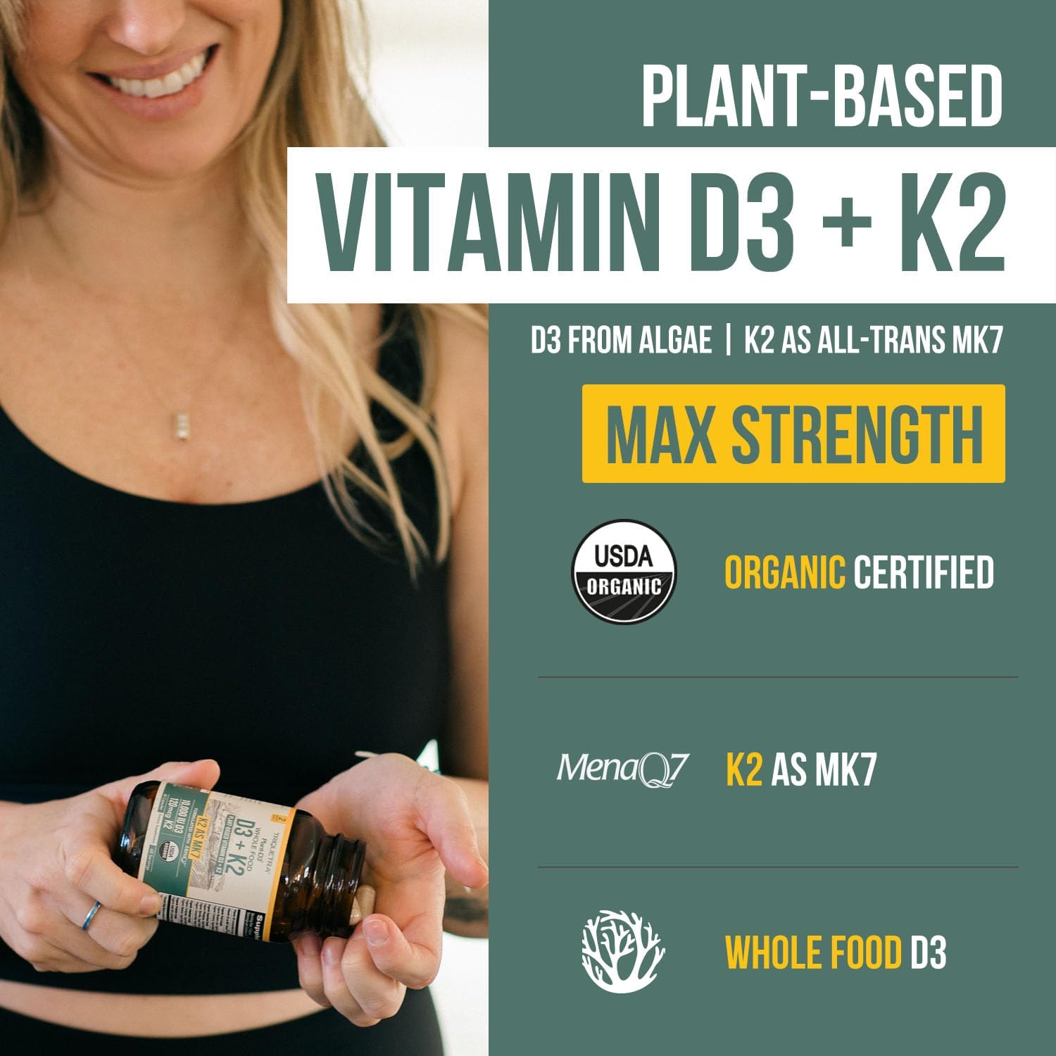 Organic Plant D3 + K2 (10,000 IU D3 + 120 mcg K2) - image from Amazon 2