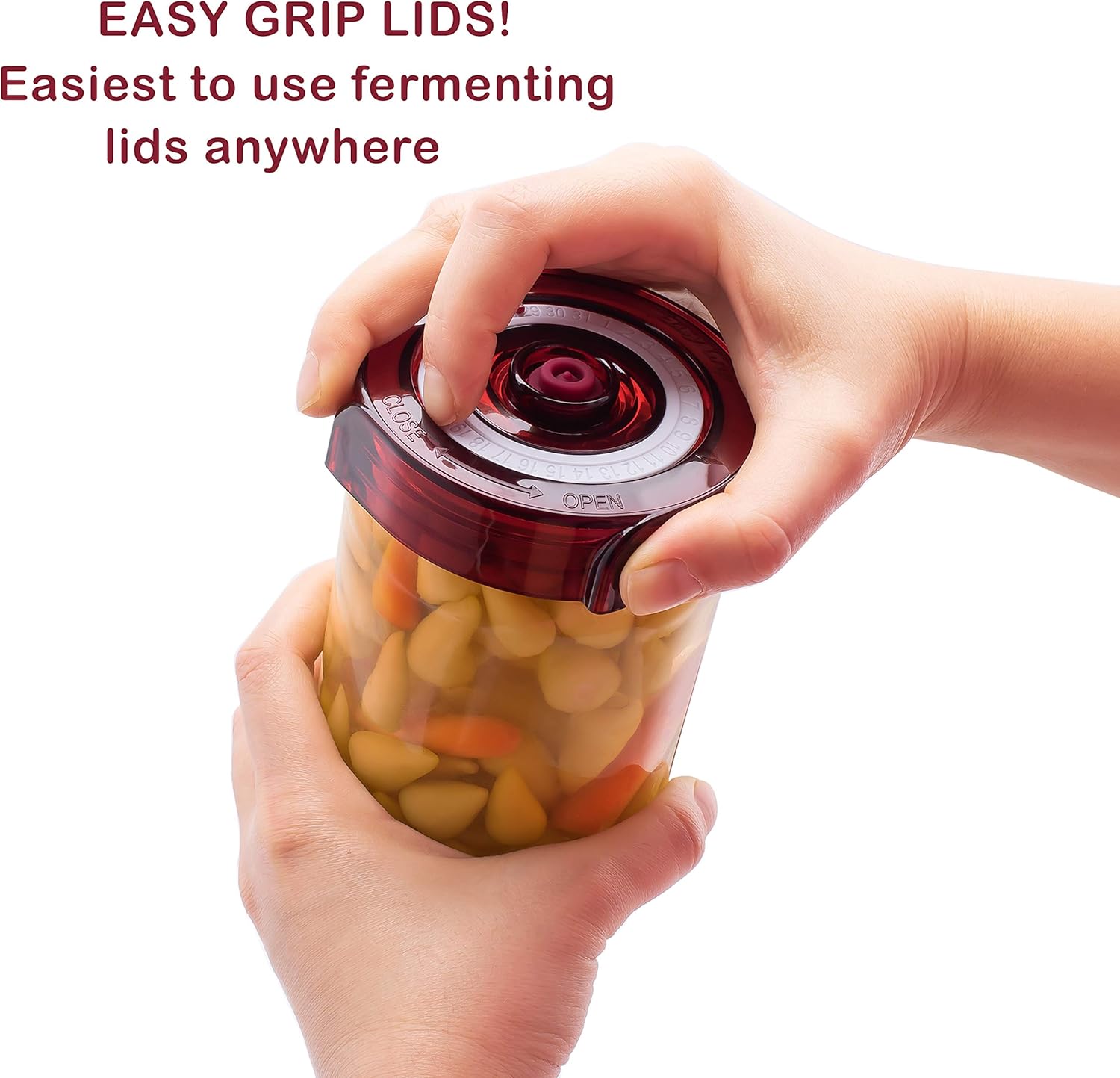 Brillenti Easy Grip Fermenting Lids Kit (4-Pack + Pump) - image from Amazon 4