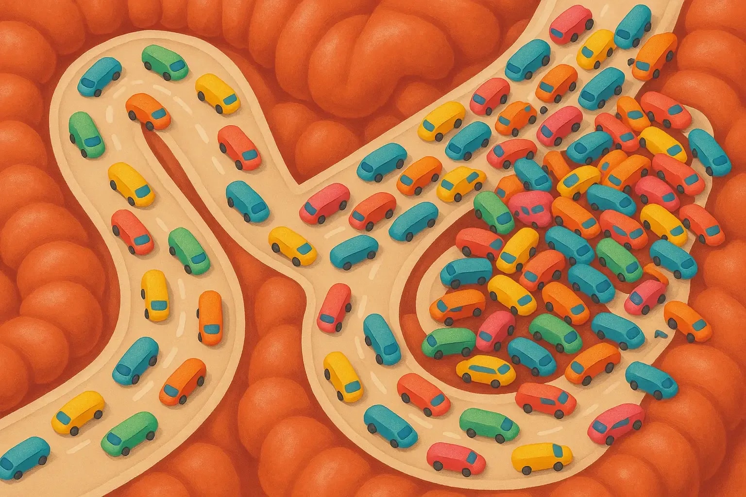 compressed-20250606_1615_Bacterial Traffic Jam_simple_compose_01jx2p0kcmev5rxm7kspmz0q0s.png.webp