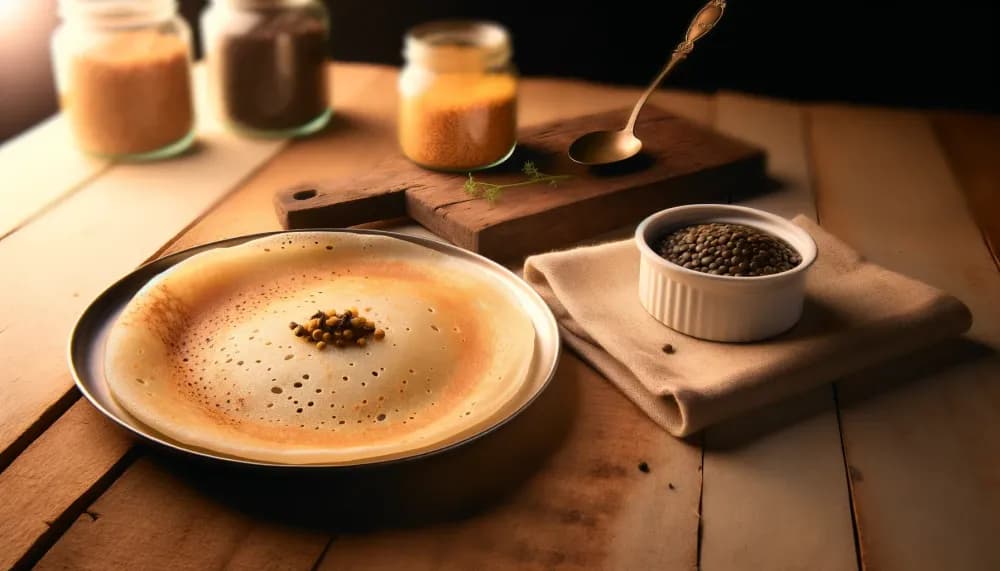 Traditional South Indian Dosa (Fermented Rice and Lentil Crepes) - full